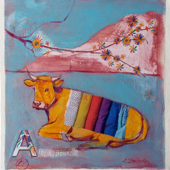 Collages titled "Arabella" by Laurence Poitrin, Original Artwork, Collages Mounted on Wood Stretcher frame