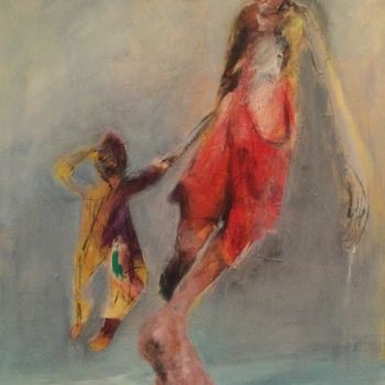 Malerei mit dem Titel "sauve-toi" von Laurence Pustoc'H, Original-Kunstwerk, Öl