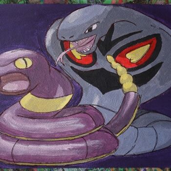 Painting titled "pokemon - Famille d…" by Laurence Servoin, Original Artwork, Acrylic