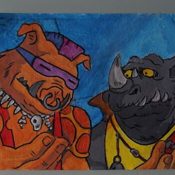 Painting titled "tortues ninja - les…" by Laurence Servoin, Original Artwork, Acrylic