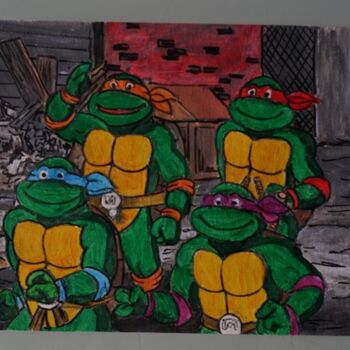 Peinture intitulée "tortues ninja - sur…" par Laurence Servoin, Œuvre d'art originale, Acrylique
