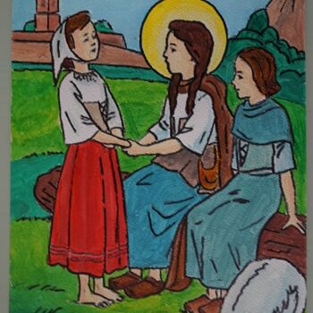 Pintura titulada "sainte jeanne d'arc…" por Laurence Servoin, Obra de arte original, Acrílico
