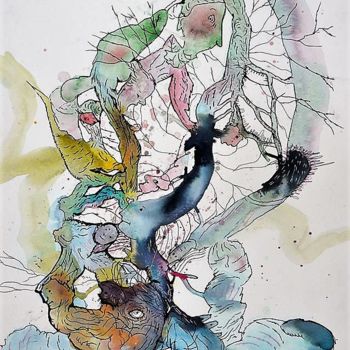 제목이 "Alchimie végétale 2"인 미술작품 Laurence Bonnet로, 원작, 수채화