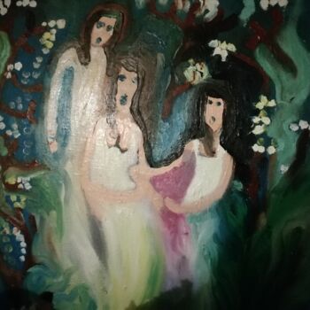 Peinture intitulée "Les 3 sœurs" par Laurence Bonnet, Œuvre d'art originale, Huile
