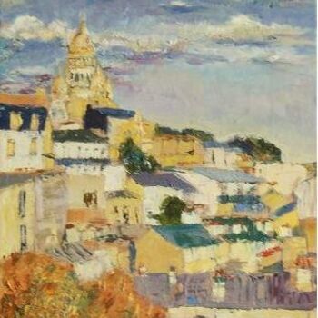 Painting titled "Balade à Montmartre" by Laurence Cohen, Original Artwork, Oil