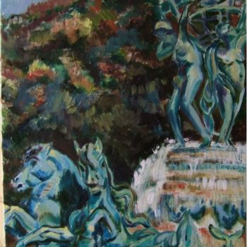 Картина под названием "Fontaine des explor…" - Laurence Cohen, Подлинное произведение искусства, Масло