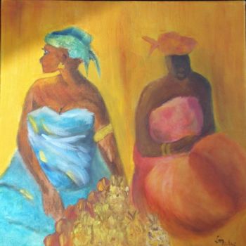 Malerei mit dem Titel "Femmes Africaines" von Laurence Madec, Original-Kunstwerk