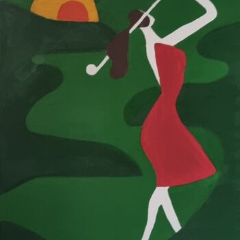 Painting titled "Golfeuse" by Laurène Vadé (Lolavad), Original Artwork, Oil Mounted on Wood Stretcher frame