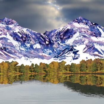 Digital Arts titled "lac de montagne" by Laurent-Alain Grenier, Original Artwork, Digital Photography