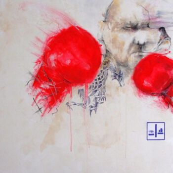 Painting titled ""Boxeur"" by Laurent Bergues, Original Artwork, Acrylic Mounted on Wood Stretcher frame