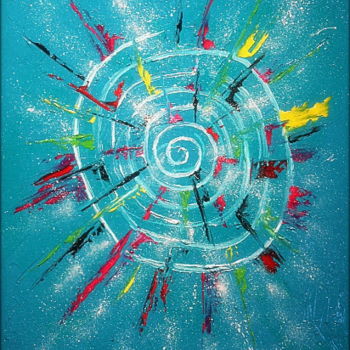 Peinture intitulée "VORTEX Céleste" par Laurent Boron, Œuvre d'art originale, Huile