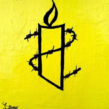 Painting titled "Amnesty internation…" by Laurent Boron, Original Artwork, Oil