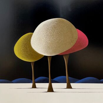 Malerei mit dem Titel "Les arbres 031223" von Laurent Bouro, Original-Kunstwerk, Öl Auf Keilrahmen aus Holz montiert