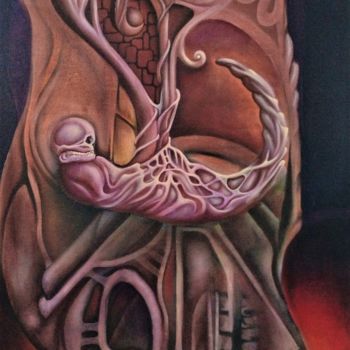 Peinture intitulée "Foetus1" par Laurent Brizzi, Œuvre d'art originale, Huile