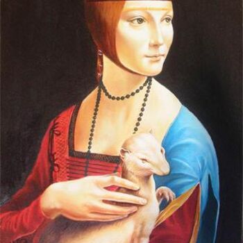 Peinture intitulée "La dame à l'Hermine" par Laurent Bussiere (hellbay), Œuvre d'art originale