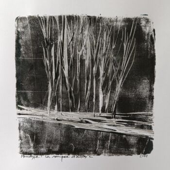 Estampas & grabados titulada "la rangée d'arbres" por Laurent Chabrillat, Obra de arte original, Monotipia