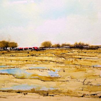 Painting titled "camargue" by Laurent Chabrillat, Original Artwork, Watercolor