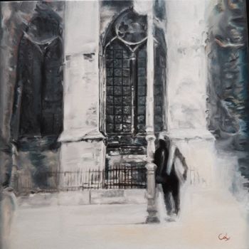 Painting titled "RDV l'attente" by Laurent Chatail, Original Artwork, Oil