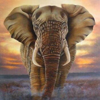 Schilderij getiteld "l'éléphant" door Laurent Coquard, Origineel Kunstwerk