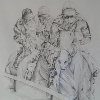 Tekening getiteld "galopeurs" door Laurent Coquard, Origineel Kunstwerk