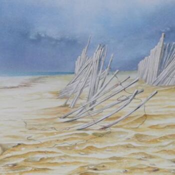 Painting titled "plage deserte (vend…" by Laurent Coquard, Original Artwork