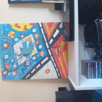 Painting titled "Toile cubiste" by Laurent Costes, Original Artwork, Marker