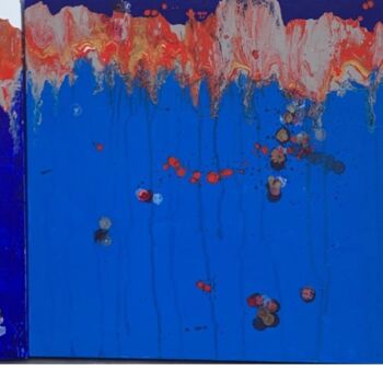Картина под названием "Triptyque en bleu b…" - Laurent Da Cunha, Подлинное произведение искусства, Акрил