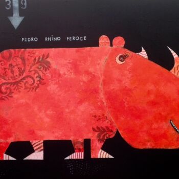 Peinture intitulée "Pedro rhino féroce" par Laurent Dorchin, Œuvre d'art originale, Acrylique