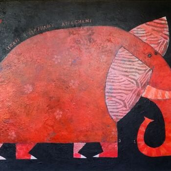 Peinture intitulée "Alban, éléphant att…" par Laurent Dorchin, Œuvre d'art originale