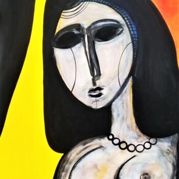 Peinture intitulée "Femme-au-collier" par Laurent Folco, Œuvre d'art originale, Acrylique