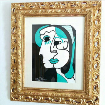 Картина под названием "portrait cubiste" - Laurent Folco, Подлинное произведение искусства, Акрил