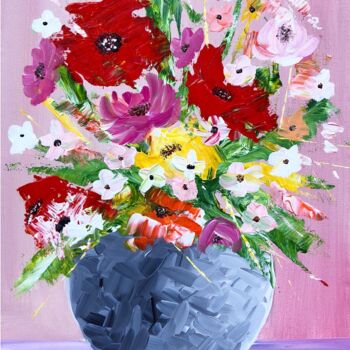 Painting titled "Les fleurs." by Laurent Folco, Original Artwork, Acrylic