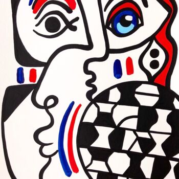 Painting titled "Allez les bleus ⚽️??" by Laurent Folco, Original Artwork, Acrylic