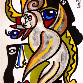 Malerei mit dem Titel "L’oiseau porte un m…" von Laurent Folco, Original-Kunstwerk, Acryl