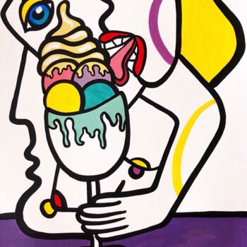 Schilderij getiteld "Gourmandise 2" door Laurent Folco, Origineel Kunstwerk, Acryl