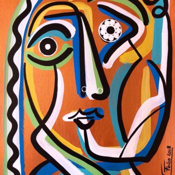 Peinture intitulée "Portrait cubiste" par Laurent Folco, Œuvre d'art originale, Acrylique