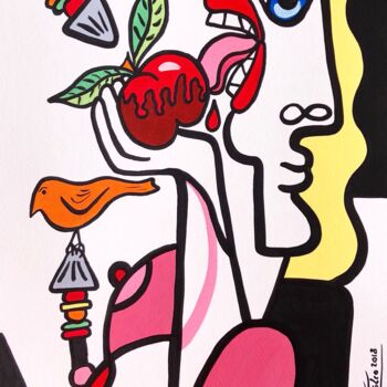 Painting titled "pomme d'amour" by Laurent Folco, Original Artwork, Acrylic