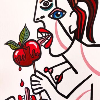Painting titled "pomme d'amour." by Laurent Folco, Original Artwork, Acrylic
