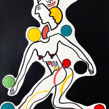 Schilderij getiteld "La jongleuse" door Laurent Folco, Origineel Kunstwerk, Acryl