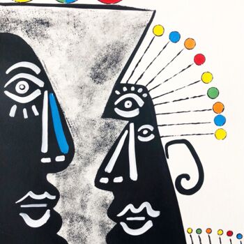 Pintura intitulada "Face à face" por Laurent Folco, Obras de arte originais, Acrílico