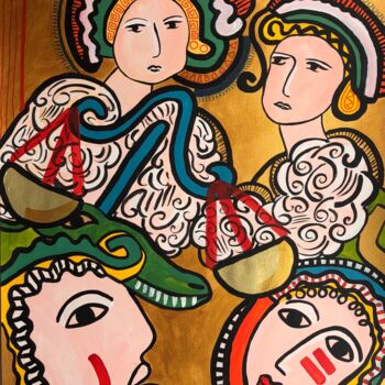 Painting titled "Les anges." by Laurent Folco, Original Artwork, Acrylic
