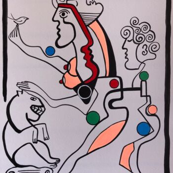 Painting titled "Personnages-clés" by Laurent Folco, Original Artwork, Acrylic