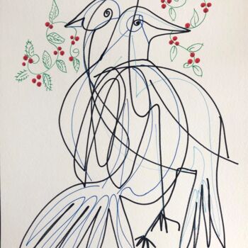 Рисунок под названием "Les colombes" - Laurent Folco, Подлинное произведение искусства, Маркер