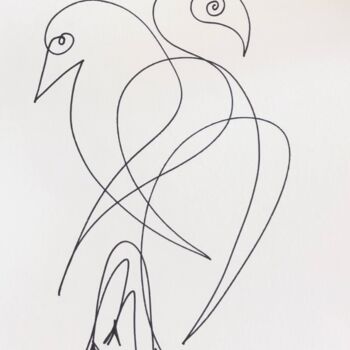 Disegno intitolato "Oiseau5" da Laurent Folco, Opera d'arte originale, Pennarello