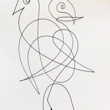 Drawing titled "Oiseau6" by Laurent Folco, Original Artwork, Marker