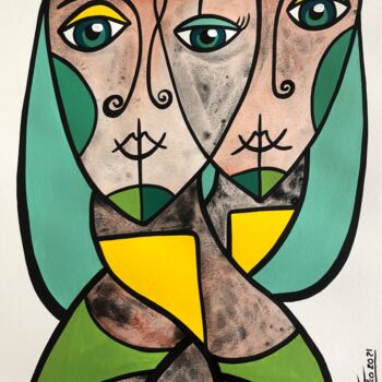 Painting titled "Les siamoises." by Laurent Folco, Original Artwork, Acrylic