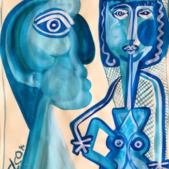 Painting titled "Le bleu du coeur." by Laurent Folco, Original Artwork, Acrylic
