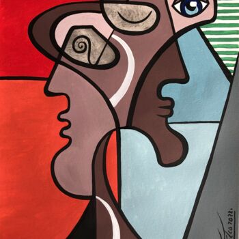 Pintura intitulada "Face au feu." por Laurent Folco, Obras de arte originais, Acrílico