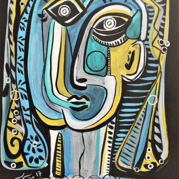 Painting titled "portrait tribal" by Laurent Folco, Original Artwork, Acrylic