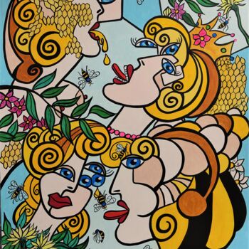 Malerei mit dem Titel "les abeilles" von Laurent Folco, Original-Kunstwerk, Acryl